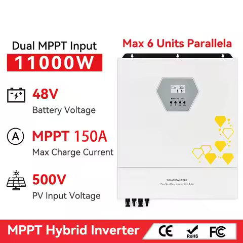 Techfine 11000W Solar Off Grid Inverter 150A Max Charge Current Dual MPPTs 11KVA Support 6 Parallel 