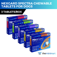 NexGard Spectra Chewable Tablets for Dogs 3 Tablets/Box All Breed Sizes Flea Ticks Heartworm Defense Beef Flavor