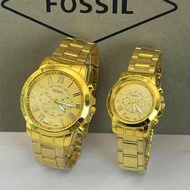 ✢✆☽Fossil New Couple Watch 18K Gold Watch For Women And Men Wedding Watch
