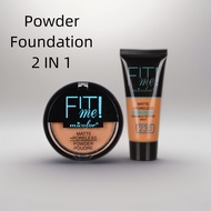 Dark Skin Tone Powder+Liquid Foundation 2 in 1 Set Dark Concealer Facial Makeup