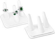 MOOCA Deluxe Leatherette 2 Pcs Set 3-Ring Organizer for Showcase Display Ring Finger Holder Jewelry 