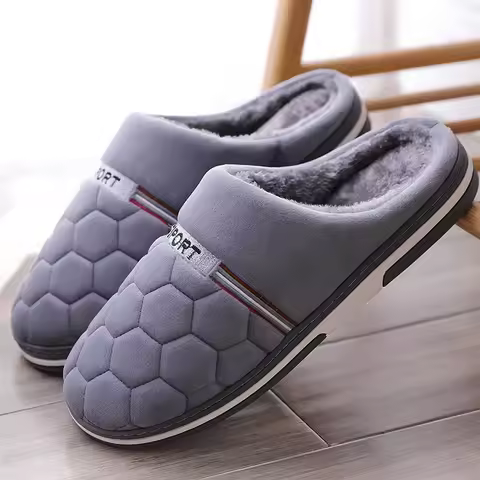 Size 47-50 Big Size Slippers Autumn Winter Men's Cotton Slippers Extra Large Size Home Cotton Shoes