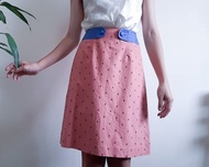 LAURA ASHLEY 棉麻橘色蜜桃色碎花A字裙 小號