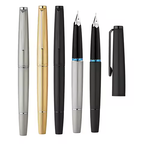 MAJOHN Final B32 Metal Piston Fountain Pen F Nib Plain Design Iridium Nibs Metal Strive Dual Color P