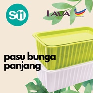 LAVA Pasu Bunga Plastik Panjang dengan dulang Hijao/Putih Long Flower Pot with Tray