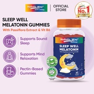 Holistic Way Sleep Well Melatonin Gummy - Halal | Vegan (60 Gummies) with Passiflora Extract and Vit