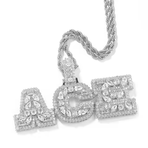 UWIN Custom CZ Bold Name Necklaces Iced Prong Setting 5A+ Irregular Baguettecz Letter Pendants Perso