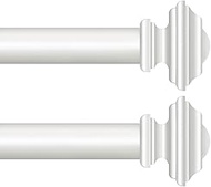 KAMANINA 2 Pack Curtain Rods for Windows 48 to 84 Inches, 1 Inch Curtain Rod 32 to 86 inch(2.6-7.1ft