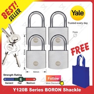 YALE Y120/50/127/4 SATIN CHROME BORON SHACKLE PADLOCK 50mm PAD LOCK / Y120B/50/127/4 Y120 B 50 127 F