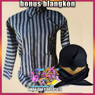 Baju surjan bonus blangkon baju lurik abu pakaian tradisional sunan Kalijaga