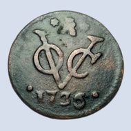 Koleksi Uang koin Kuno Voc 1 Duit Zeeland Tahun 1736 Scarce. Tp3832