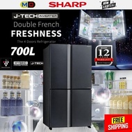 SHARP 4 Door J-Tech Inverter Technology 700L Avance Refrigerator - SJF821VMSS Peti Ais Fridge Peti Sejuk