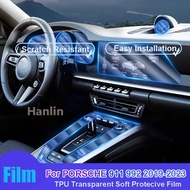 For PORSCHE 911 992 2019-2023 Car Interior Center Console Transparent TPU Protective Anti-scratch Re