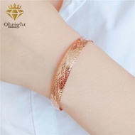Russia 585 Purple Gold Bracelet 14k European Rose Color Gold Atmospheric Diamond Pattern Bracelet202