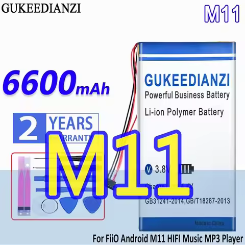 High Capacity GUKEEDIANZI Battery 6600mAh For FiiO M11 Batteries