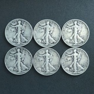 [魔術用真銀錢幣] 美國行走自由女神 六枚真銀幣半美元(50美分) [58-02]