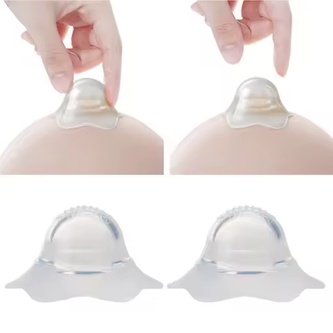 2Pcs/Pair for Nano Silver Silicone Nipple Corrector Petal-Shaped Extractor Invagination Flat Suction