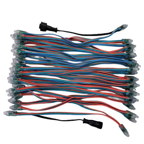 25cm wire spacing 50pcs DC5V 12mm WS2811 led smart pixel node,with RGB wire(18AWG),IP68 rated;RGB ad