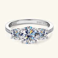 IOGOU Luxury Three Stone Engagement Wedding Ring 925 Sterling Silver D3.0CT D Color Moissanite Rings