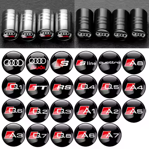 Metal Auto Tire Tyre Valve Dust Caps Stem Covers Car Wheel Air Valve Cover For Audi A4 B5 B6 B9 A1 A
