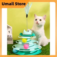 4-Layer Rotating Cat Tower & Interesting DIY Game,Cat Interactive Game: Awesome Cat Joke Stick,