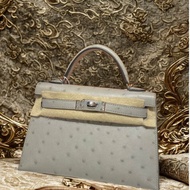 【精選天菜】HERMES MINI KELLY 鴕鳥皮 冰川藍 全新商品