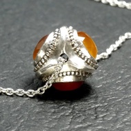 墜子 項鍊 黃玉髓 三角立體造型 925銀飾 寶石 金工 首飾 飾品