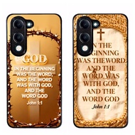 Phone Case cover for Vivo Y04s Bible verse John 1 1 aesthetic black Protection