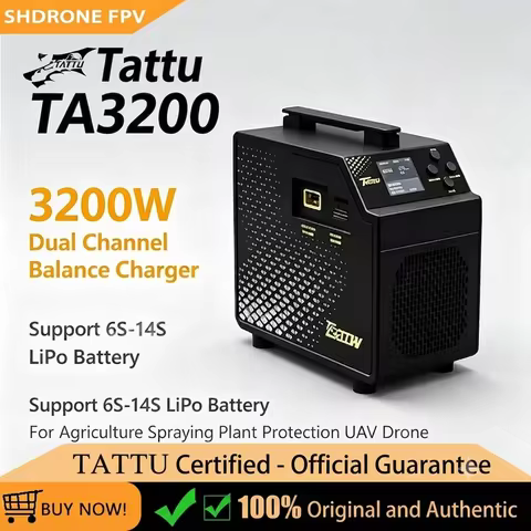 Tattu TA3200 3200W Smart Dual Channel Charger 6S-14S LiPo Battery for Agricultural UAV Drones