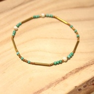*hippie* Nepal│尼泊爾 綠松石混搭天然貝殼珠極細質感串珠手鏈