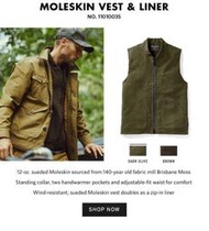 NYChic 美國製造 Filson Moleskin Vest Liner 防風絨面 修身 背心 軍綠 現貨XS S