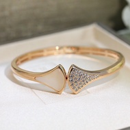 【Best quality】bv new 18k rose gold and white scalloped open bracelet women light luxury high simple 