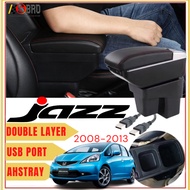 Honda Jazz 2008-2013 Armrest Double Layer Adjustable With 7 USB Charging Port Car Storage