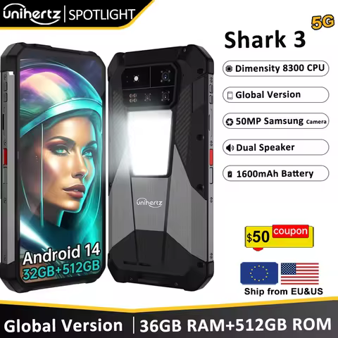 Unihertz SHARK 3 by 8849 Smartphone Android 14 32GB 512GB Dimensity 8300 3K AMOLED Screen 11600mAh N