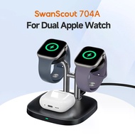 SwanScout 704A Dual Watch Charger Stand for Apple Watch Ultra 3 2 11 10 9 8 SE 3 2 Wireless Charging
