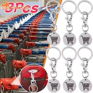 Universal Shopping Cart Token Pendant - Creative Stainless Steel Supermarket Trolley Coin Keychain -
