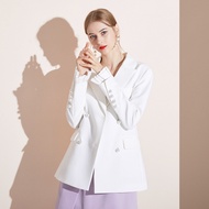 IBUY Autumn/Winter White Pearl Double-Breasted Blazer