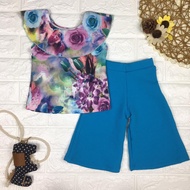 AI New Fashion Kids Girl Clothing Top & Pants Palazzo Cotton