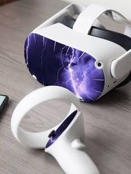 1套閃電圖案防水貼紙兼容 Oculus Quest 2