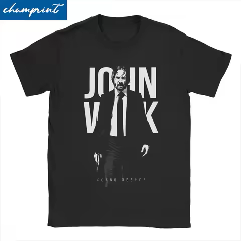 Vintage John Wick Movie T-Shirts Men Women Crew Neck Pure Cotton T Shirt Short Sleeve Tee Shirt 4XL 