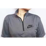 Nike Cool Fit Microfiber Interlock Quick Dry Jersey T Shirt Mock Neck Collar With Zip Short Sleeve