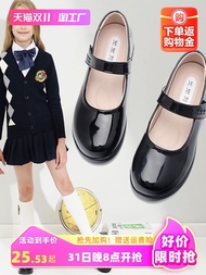 รองเท้าหนังส้นตึกสีดำสำหรับเด็กผู้หญิง,รองเท้าเจ้าหญิงรองเท้าหนังขนาดเล็กเด็กนักเรียนพื้นนุ่มหนังแท้เดียวรองเท้านักเรียน
