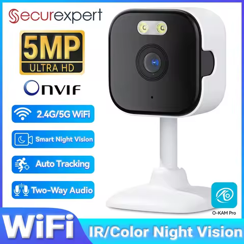 5MP HD Indoor Security Camera 2.4G/5G WiFi IP Surveillance Cam with Color Night Vision Human Detecti