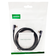 UGREEN 綠聯 PD 60W 快充電線/傳輸線 Type-C對Type-C 金屬殼編織線  1m  電競黑雙L型  1條