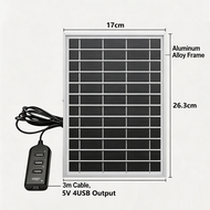 10W 6V Outdoor Portable Solar Panel Charger Waterproof 9.8ft Cord 2-in-1 Micro USB Type-C for Securi