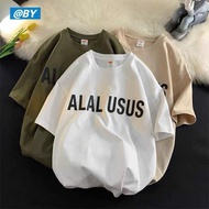 TRULY Men's and Women's loose-sleeved t-shirt in 2C cotton fabric with the word ALAL USUS printed on
