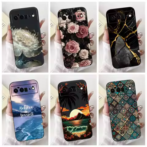 Beautiful Floral Painting Phone Case For Google Pixel 6 Pro 6a Black Silicone Soft Cover For Google 