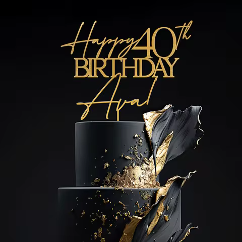 Personalized Happy Birthday Cake Topper with Name Birthday Cake Topper Favor 25th 30th 40th 50th Ann