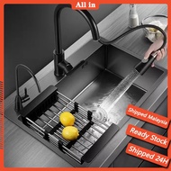 🍃Ready Stock🍃Nano Kitchen Sink 304 Stainless Steel Handmade Undermount & Topmount Sink Dapur Bowl Ba