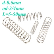 SUS304 stainless steel d0.6mm compression spring OD3-7mm length 5-50mm pressure spring